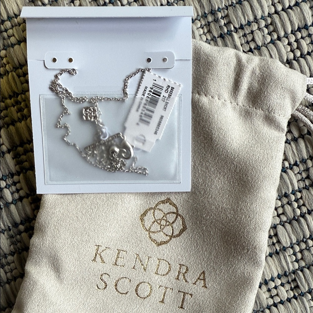 Kendra Scott Silver Necklace with Pink Gem - Picture 2 of 2